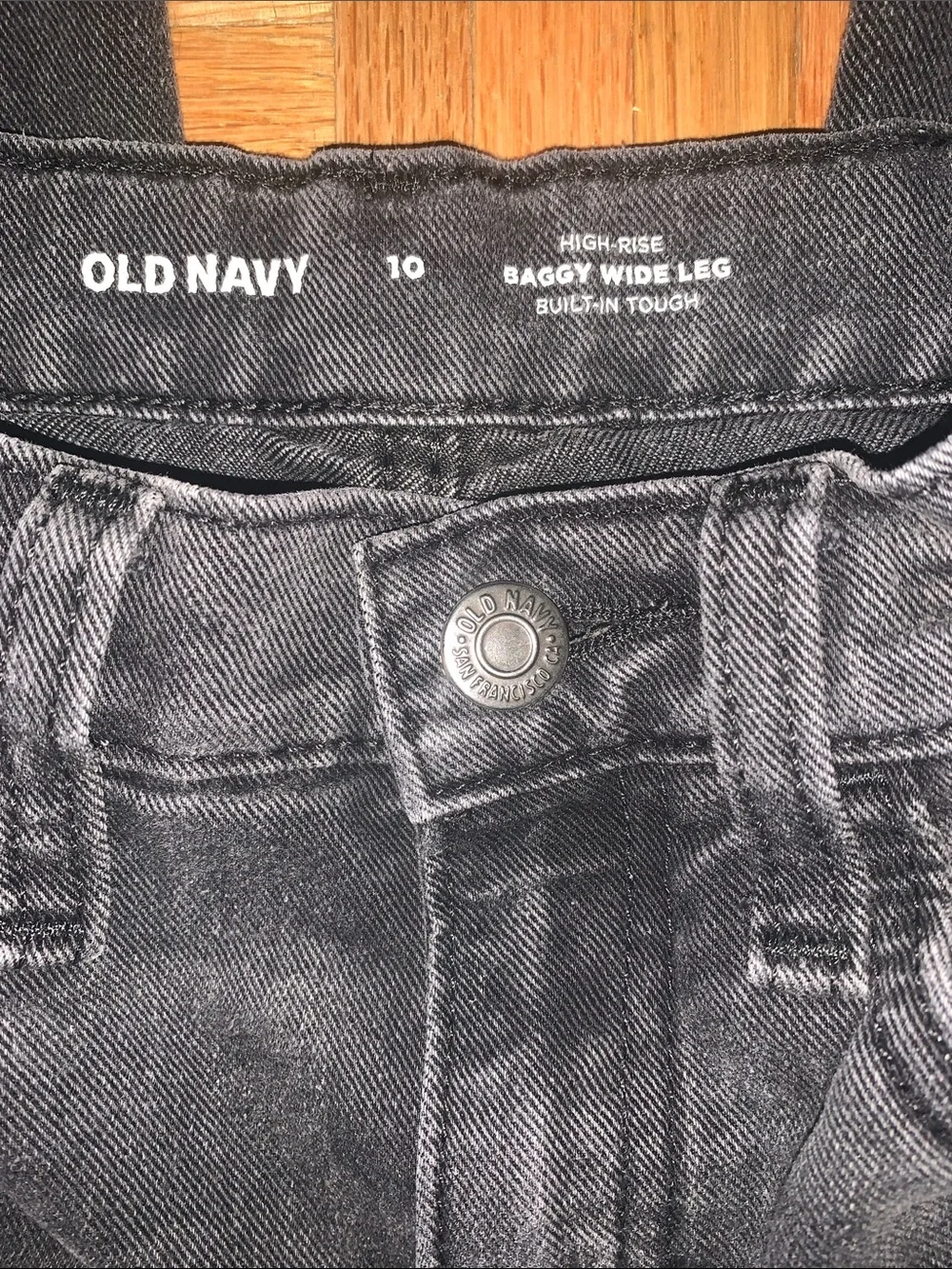 Old Navy High Rise Baggy Wide Leg BLACK WASH Jeans - Girls Size 10